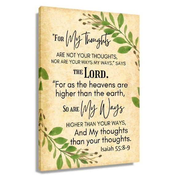 Bible Verse Wall Art Isaiah 55 8-9 Painting Pictures Leaves Wall Art Canvas Farmhouse Prints For Bedroom Unframed 12x18 in