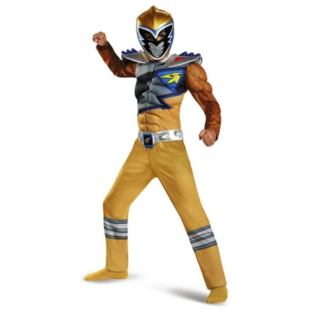 Gold Power Ranger Dino Charge Boys Muscle Costume Halloween