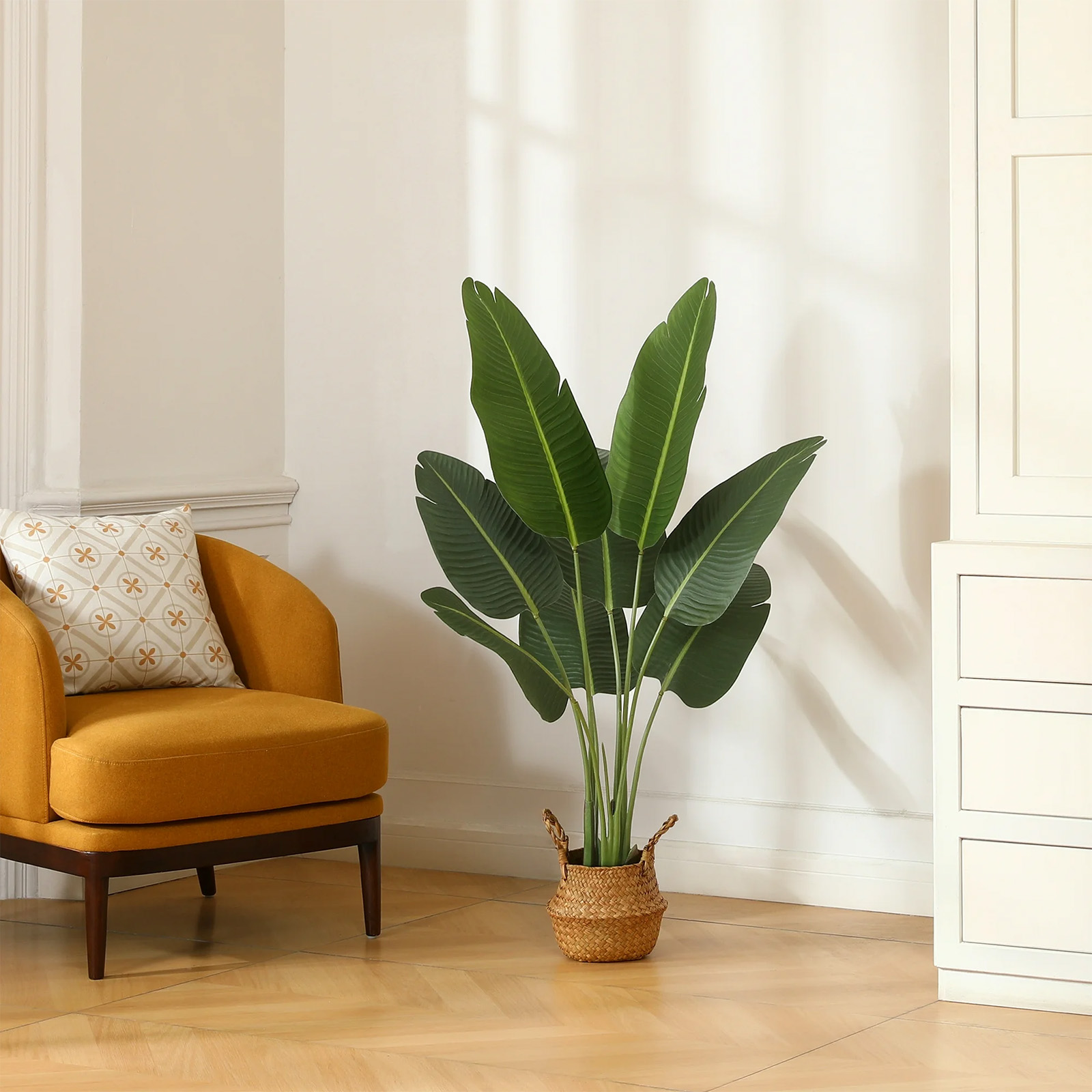 SUSUZI 4 Feet Artificial Bird of Paradise Plants Fake Tropical Palm Tree for Indoor Outdoor, Perfect Faux Plants for Home Office Decoration, Tall Fake Plants Fake House Plants