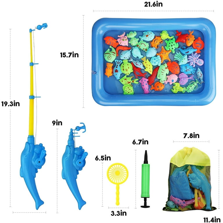 TOY Life Magnetic Fishing Game for Kids with 4 Fishing Pole, Pool