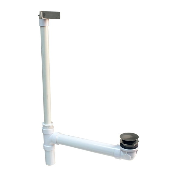 Westbrass Sch. 40 PVC Tip-Toe Drain Bathtub Assembly with Hidden Linear Overflow, Satin Nickel