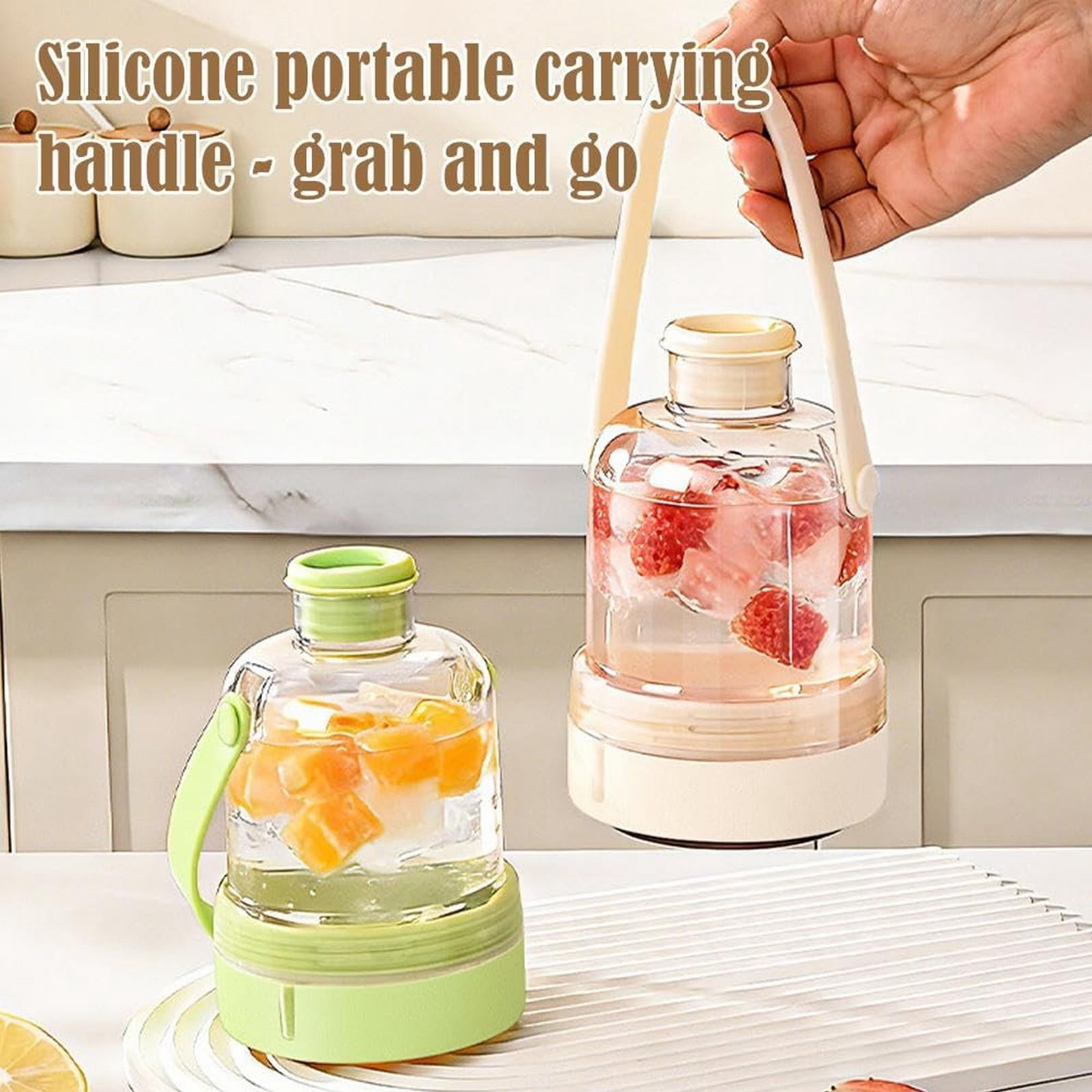 2-in-1 Ice Cube Bottle, Easy Press Ice Tray Water Bottle, Portable Ice Maker Kettle, Leak Proof Lid Ice Bottle, Touch-Free Vertical Ice Maker, Freezer Ice Cube Bottle, Reusable Ice Making Bottle