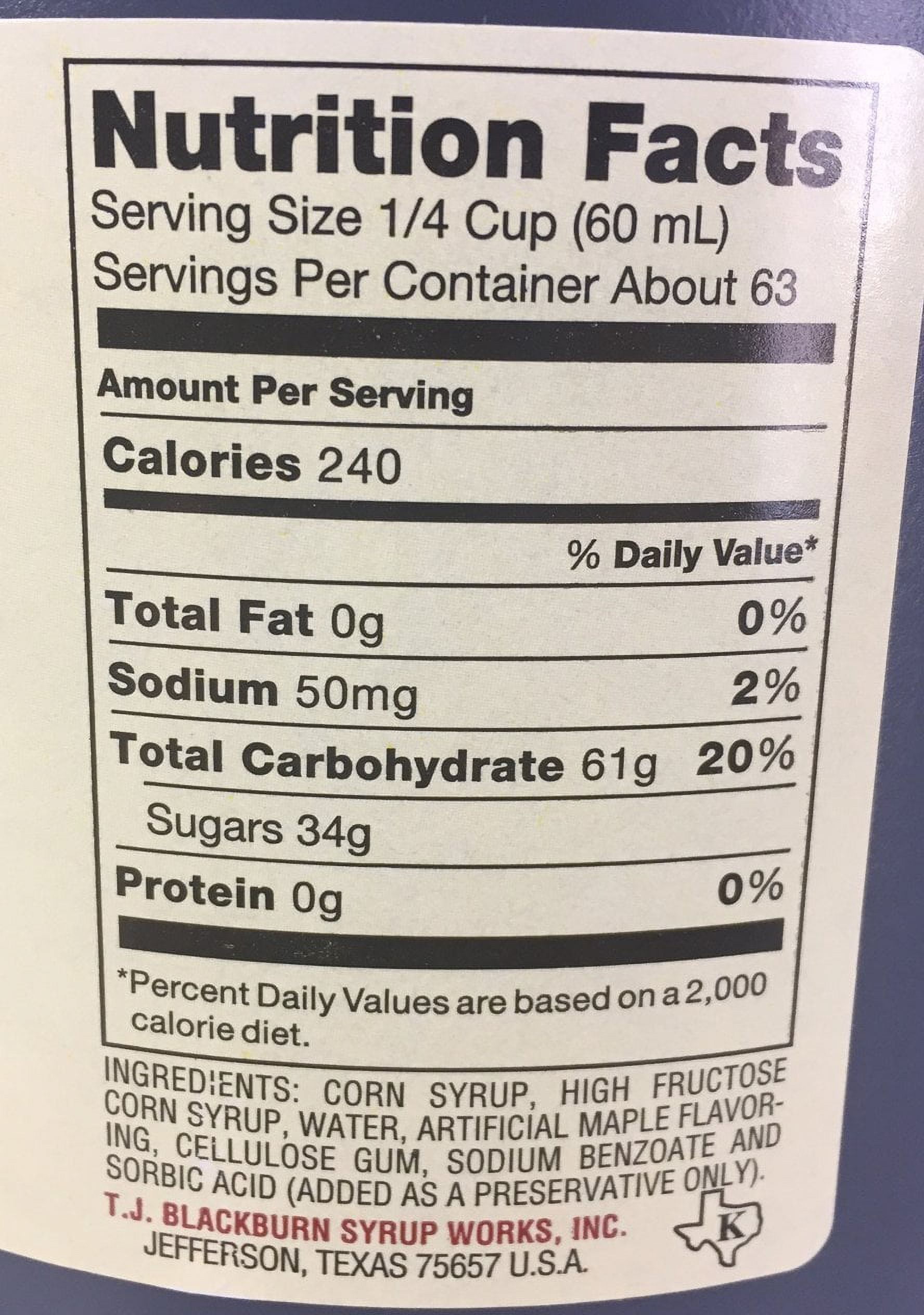 Blackburn Pancake & Waffle Syrup 128 Fl Oz/1 Gallon