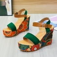 thumbnail image 6 of Fesfesfes Wedge Sandals Summer Women Open Toe Breathable Sandals Flower Buckle Strap Wedges Shoes 8(39), 6 of 7