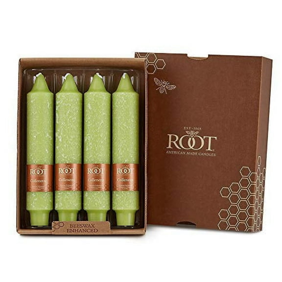 ROOT Candles Unscented Timberline™ Collenette Taper Candles, 7-Inch Tall, Box of 4, Willow