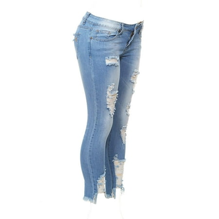 YDX Jeans - Cover Girl Women's Size Distressed Ripped Skinny Jeans ...