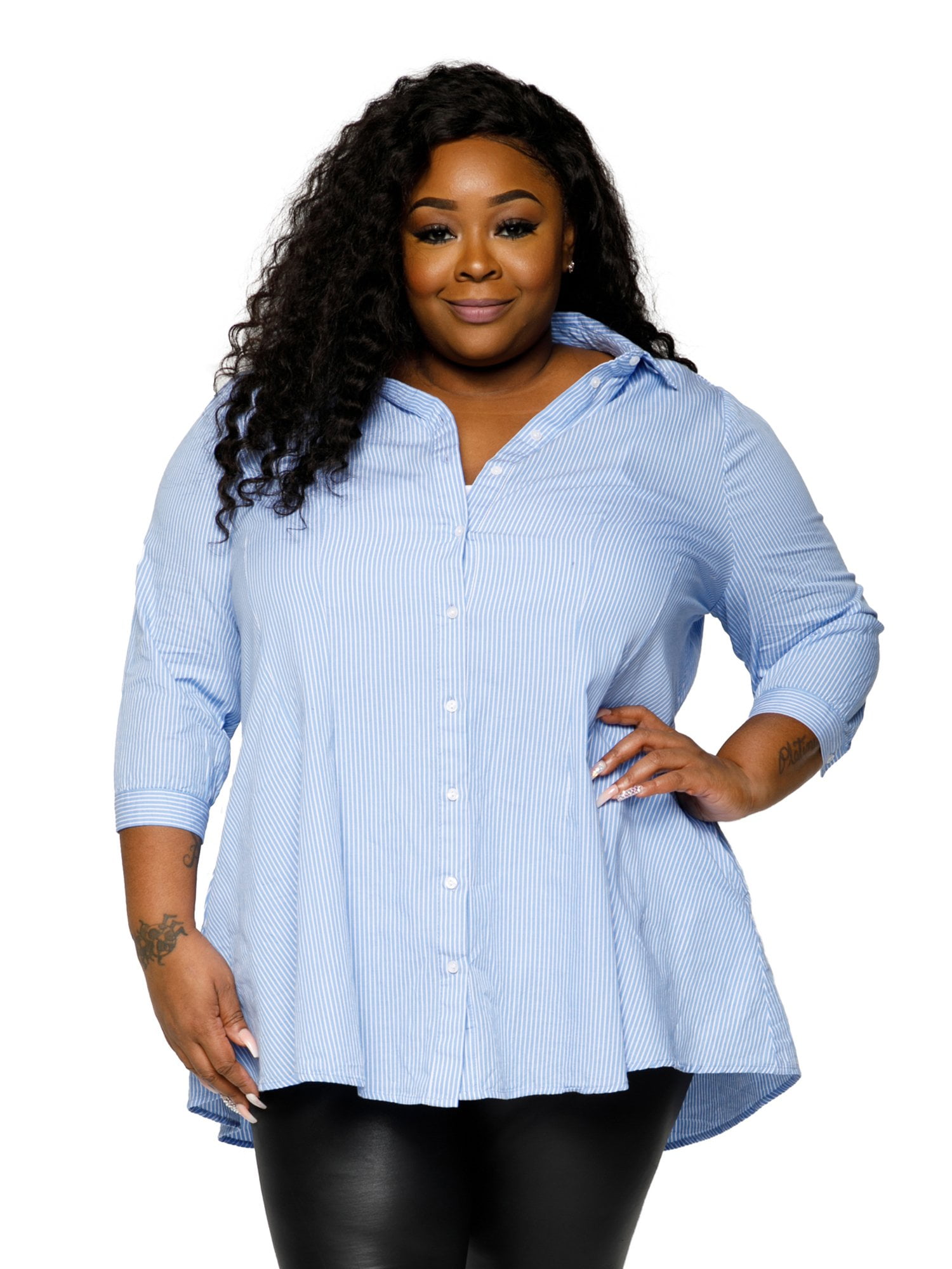 plus size pinstripe shirt