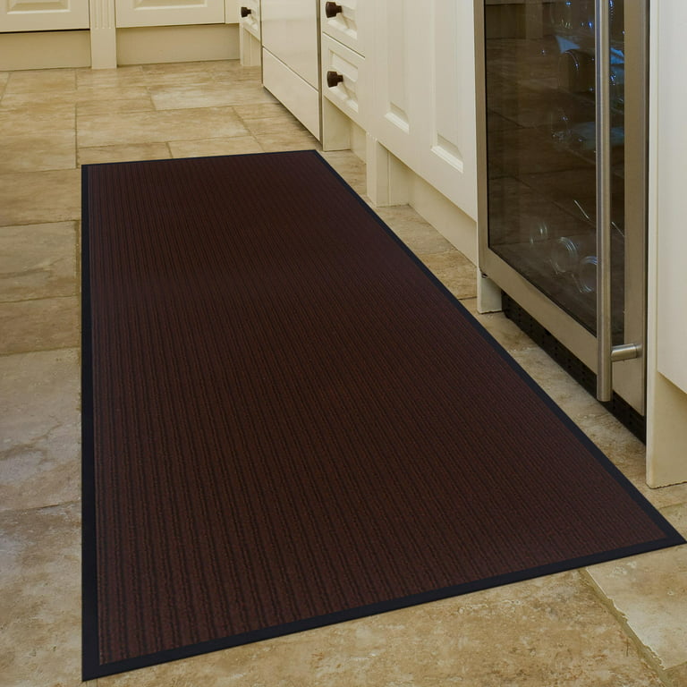Ottomanson Utility Collection Waterproof Non-Slip Rubberback Solid Design 2x3 Indoor/Outdoor Entryway Mat, 2 ft. x 3 ft., Red