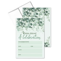 Celebration Green Leaves Fill-in Party Invitations With Envelopes - 25 Invites &