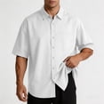 thumbnail image 4 of VgaVtl Summer Collared Shirt Men White Short Sleeve Minimalist Casual Everyday Button Mens Clothes Shirts, 4 of 7