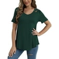 thumbnail image 4 of VERABENDI Women's Plus Size Tops Summer Short Sleeve Lace Trim Shoulder Tunic Blouses,M-4XL, 4 of 7