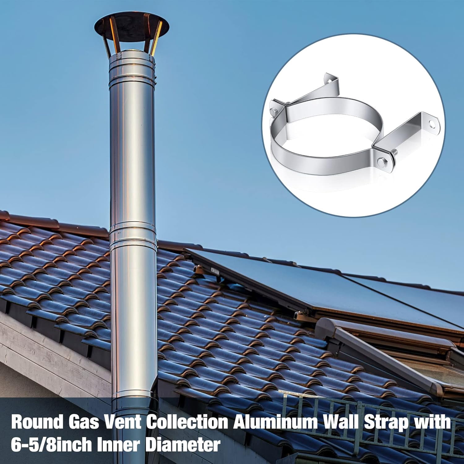 2 Pcs 6 Inch B Vent Wall Strap Round Gas Vent Pipe Strap Rigid Split Ring Hanger Galvanized Steel Support Bracket For Furnace Water Heater Duct Installation
