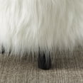 thumbnail image 5 of Linon June Faux Fur Wood Upholstered Foot Stool in White, 5 of 5