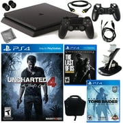 PlayStation 4 Slim 500GB Uncharted 4 Console with Rise of the Tomb Raider, The Last of Us & Accessories