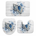 thumbnail image 2 of Summer Conch Bathroom Rugs Set Ocean Underwater Shell Flower Wood Grain Coastal Non Slip Absorbent Soft Bath Mats 3 Piece Set with Bathroom Rug, U-Shaped Floor Mat, Toilet Seat Cover Small Size, 2 of 9