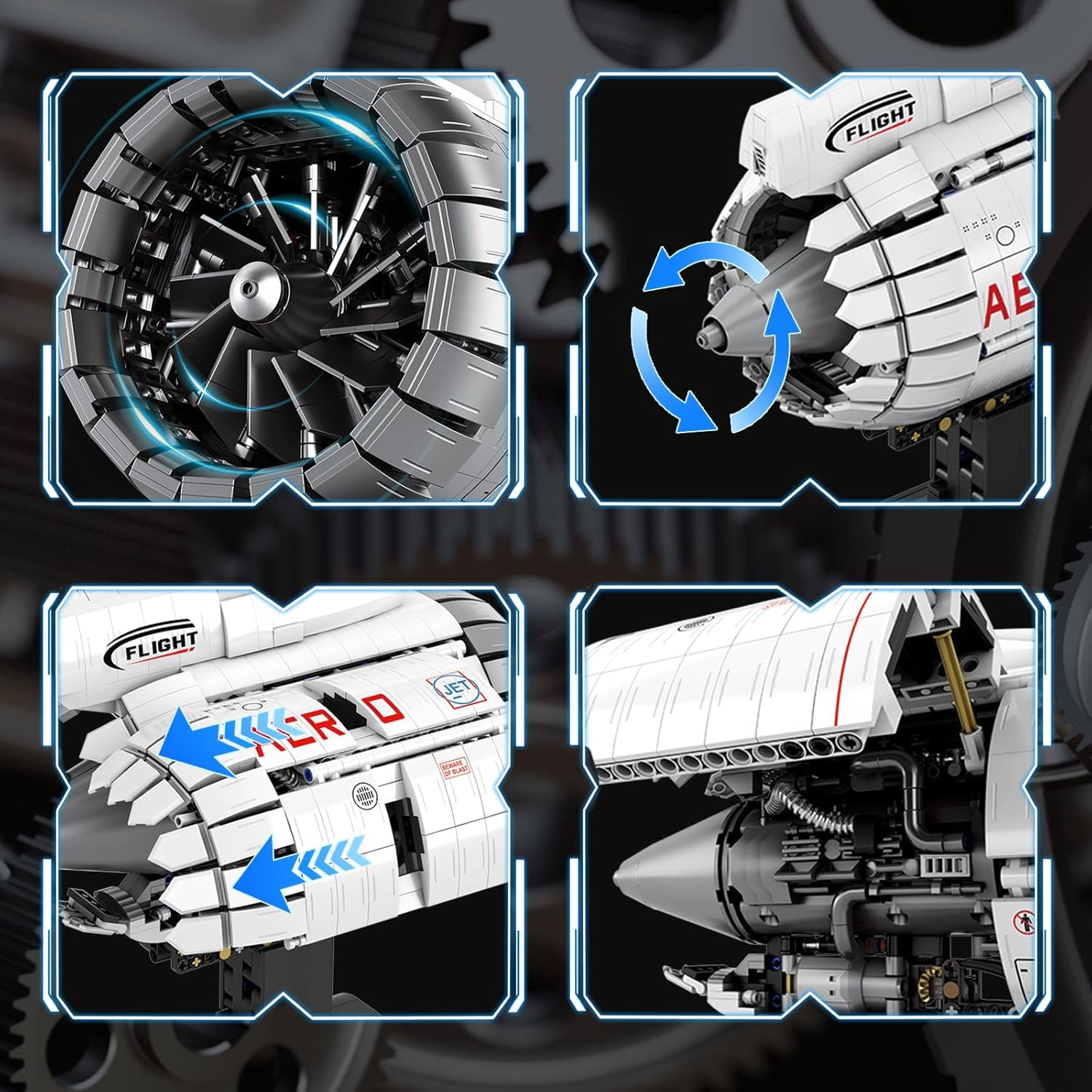 Aircraft Engine Building Sets, Engine Model Kit That Works, Model Engine Kit for Adults with Motor 33019, STEM Mechanic Engineering Model Construction Toys for 14+ (1813 PCS)