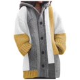thumbnail image 1 of Women Autumn And Winter Mid-length Striped Pocket Knitted Cardigan Jacket, 1 of 6