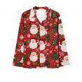 thumbnail image 4 of Lorytime Christmas Pjs Set for Women Santa Claus Long Sleeved Collared Tops Elastic Waist Pants Cozy Winter Loungewear, 4 of 4