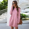 thumbnail image 4 of Moda mujer verano Casual suelta manga completa bolsillo cuello redondo vestido sólido Fridja  NMB13, 4 of 6