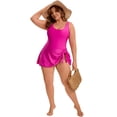 thumbnail image 4 of DARING DIVA Women's Plus 1 Pc Swimdress with Built-In Shorts 2X Rose Red, 4 of 7