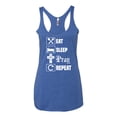 thumbnail image 2 of Eat Sleep Pray Repeat for Christians Faith | Womens Inspirational/Christian Premium Tri-Blend Racerback Tank Top, Vintage Royal, Medium, 2 of 3