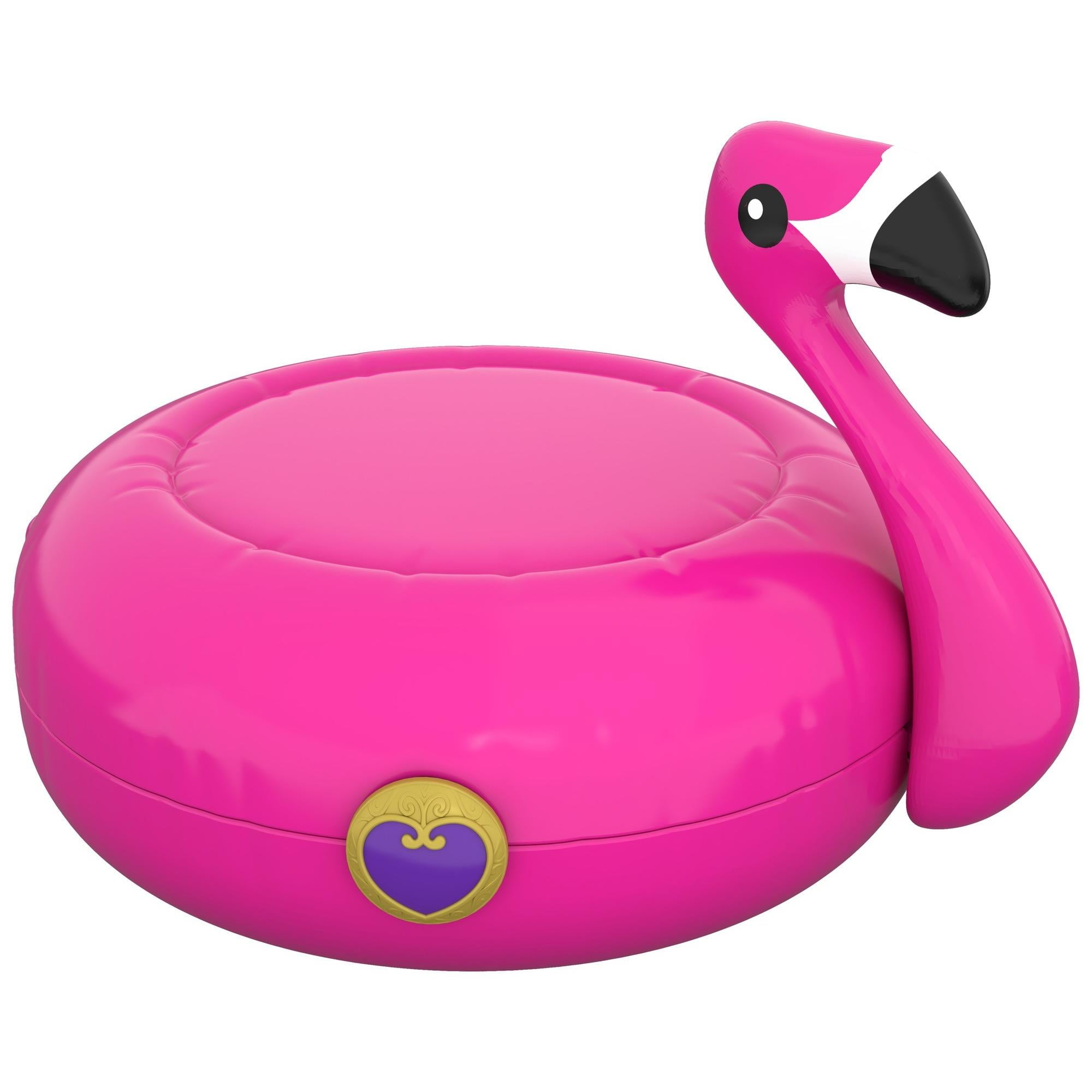 Polly Pocket World Flamingo Floatie Compact Playset & Mini Dolls Figures Sticker 