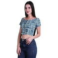 thumbnail image 3 of Moomaya Boat Neck Zipper Top Short Sleeve Viscose Jersey Crop Tops For Women, 3 of 5