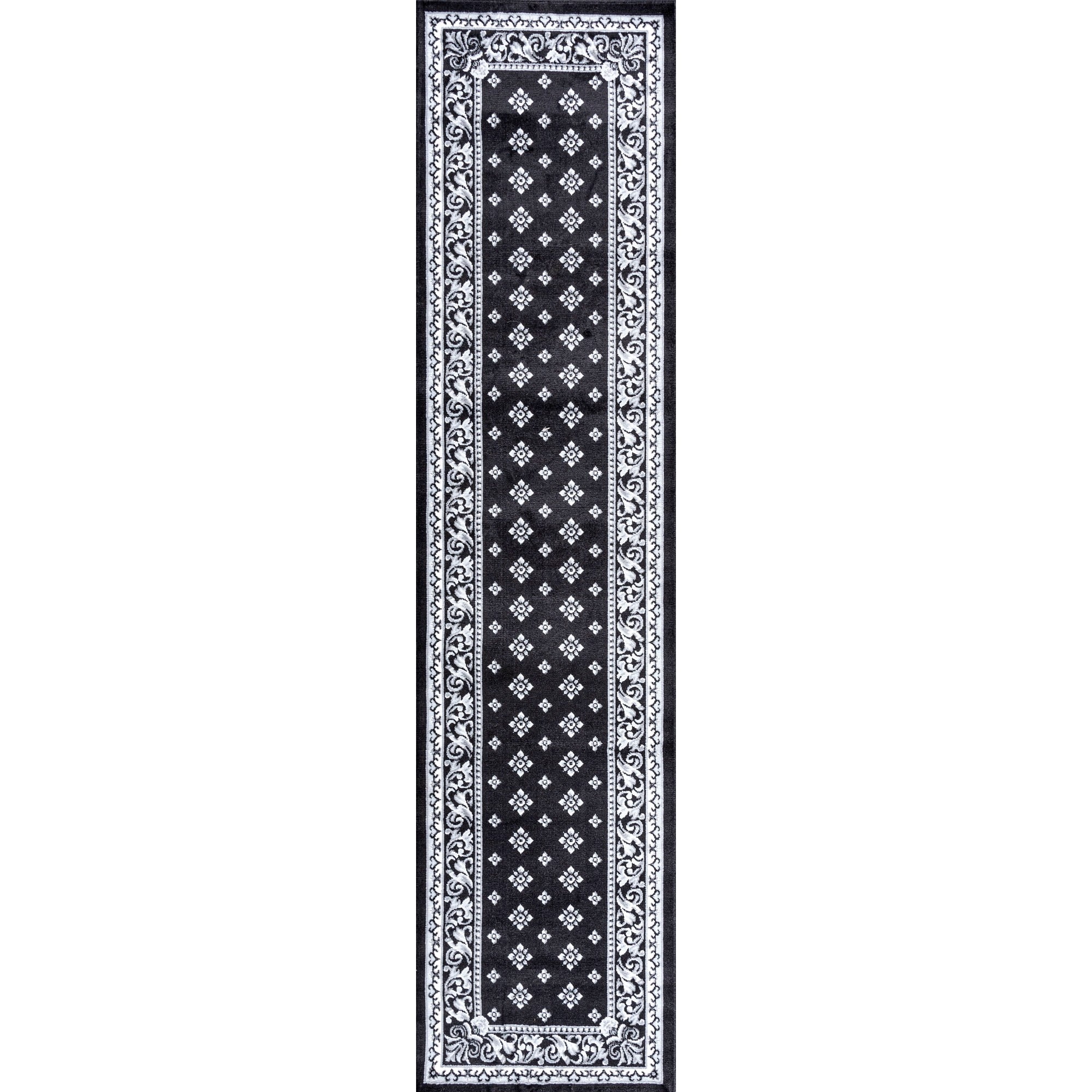 JONATHAN Y MODERN PERSIAN 2 x 8 Runner Rug, Acanthus French Border - Black/Gray, MDP504A-28