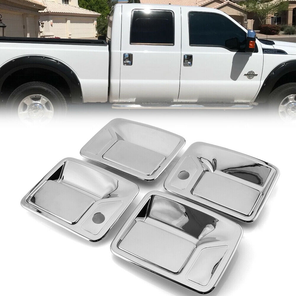 A-PADS 4 Chrome Door Handle Covers for Ford F250 F350 & F450 SUPER DUTY 1999-2016 WITH Passenger Keyhole 