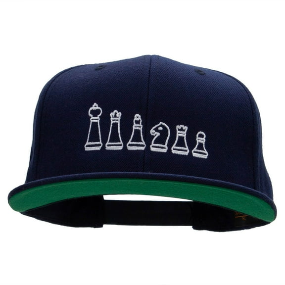Chess Set Embroidered Wool Blend Prostyle Snapback - Navy OSFM