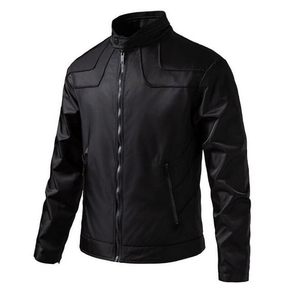 LOVZFMLL Jackets for Men Casual Stand-up Collar Pocket Zipper Stylish Motorcycle Jacket