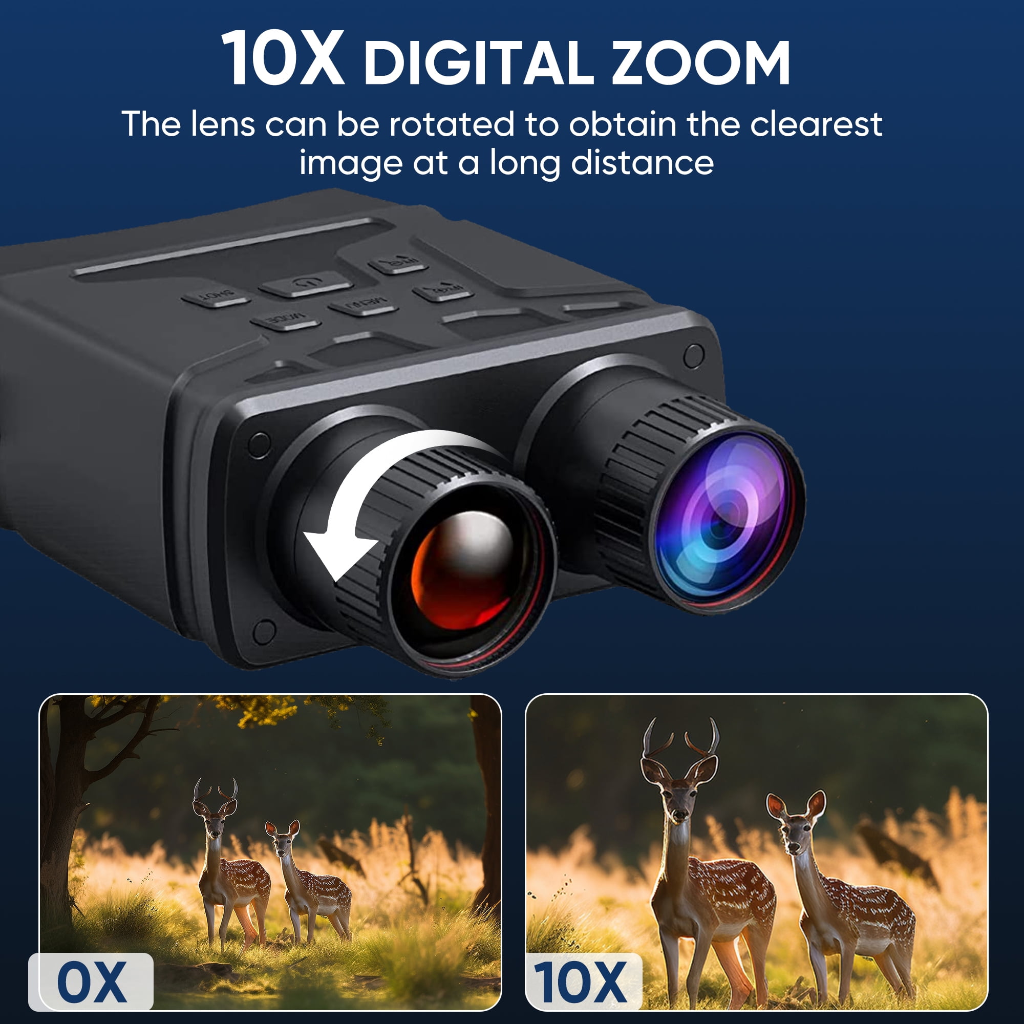 Night Vision Goggles, 2.5K Night Vision Binoculars, 2000mAH Rechargeable Infrared Binoculars, 10X Digital Zoom External Flashlight for Camping(Black)
