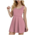 thumbnail image 1 of Vestido de tenis de verano para mujer en color liso - Pantalones cortos integrados, tallas 4-12 de EE. UU., poliéster, deporte/playa/vacaciones, 1 of 8
