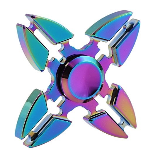 Rainbow Color Al Metal Tri Hand Finger Skull Spinner Fidget EDC Desk Toy Gyro 