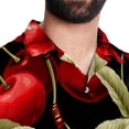 thumbnail image 5 of Cherry Men's Short Sleeve Spread Collar Button Down Beach Print Casual Shirts, 5 of 6