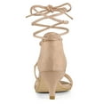 thumbnail image 3 of BLISSFUL STEP Women's Open Toe Kitten Heel Lace Up Sandals, 3 of 6