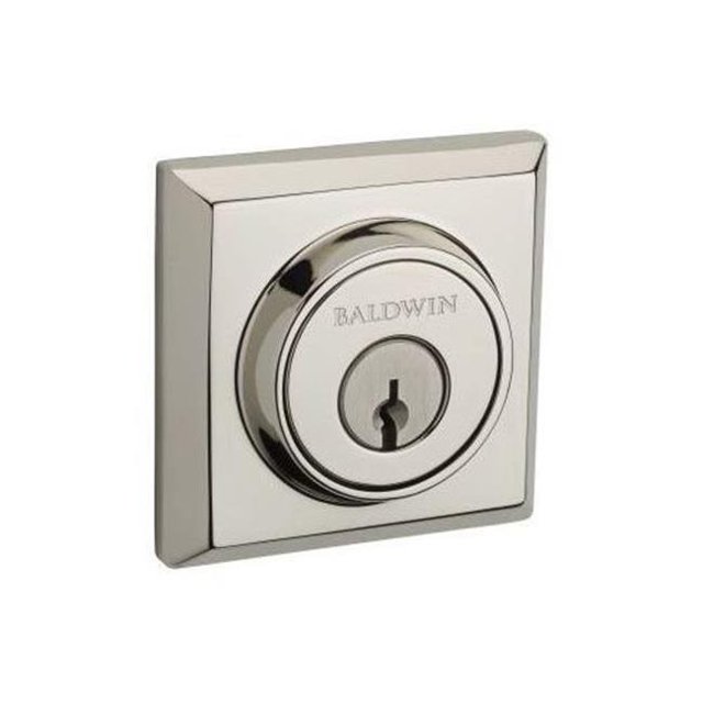 Baldwin DCTSD141 Pêne Dormant Carré à Double Cylindre - Nickel Poli