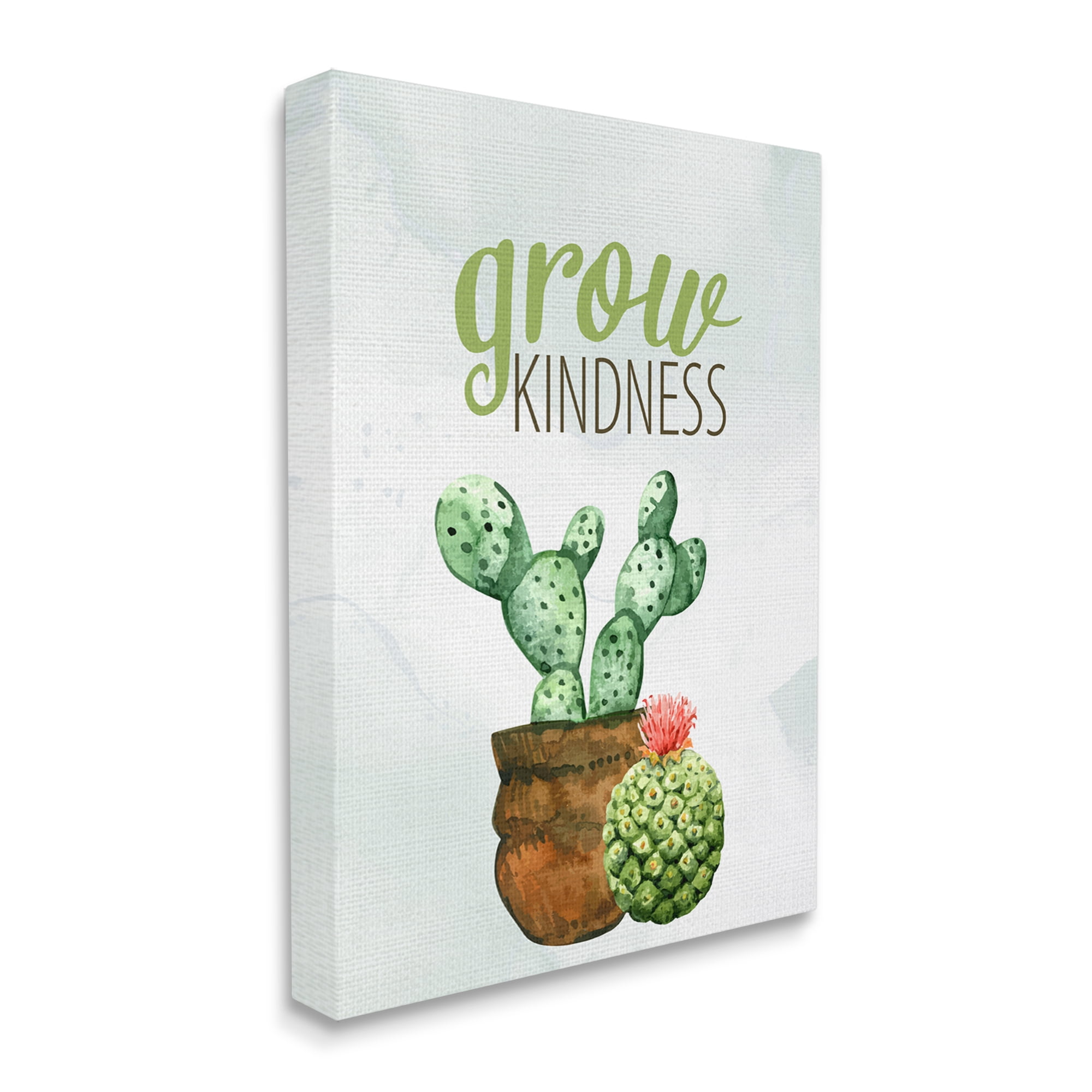 Stupell Industries Grow Kindness Calligraphy Phrase Potted Cactus Plants Graphic Art Gallery Wrapped Canvas Print Wall Art, Design by Kim Allen