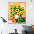thumbnail image 2 of Pintura de pared decorativa de flor de girasol hecha a mano, pintura de diamante 3D, pintura de diamante enmarcada, pasta de diamante (sin marco), 2 of 5