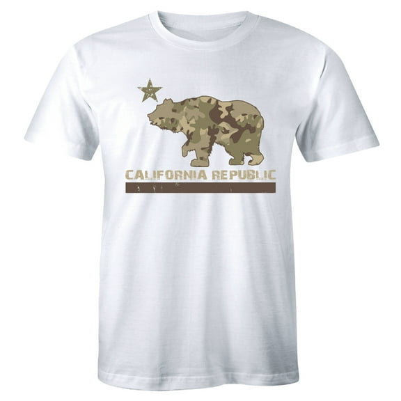 California Republic Flag Cali CA Grizzly Distressed Bear Men's Tee Shirt