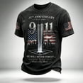 thumbnail image 2 of 9/11 25th Anniversary Never Forget Men's T-Shirt - Casual Memorial Pullover with Short Sleeve and Classic Crew Neck for Daily Tribute Dark Gray M, 2 of 3
