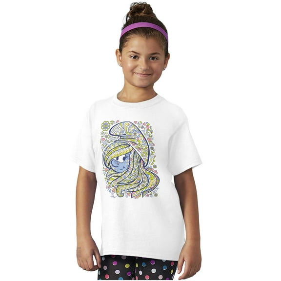 Smurfette Cartoon Floral Paisley Girls Kids T Shirt Tees Teen Brisco Brands S