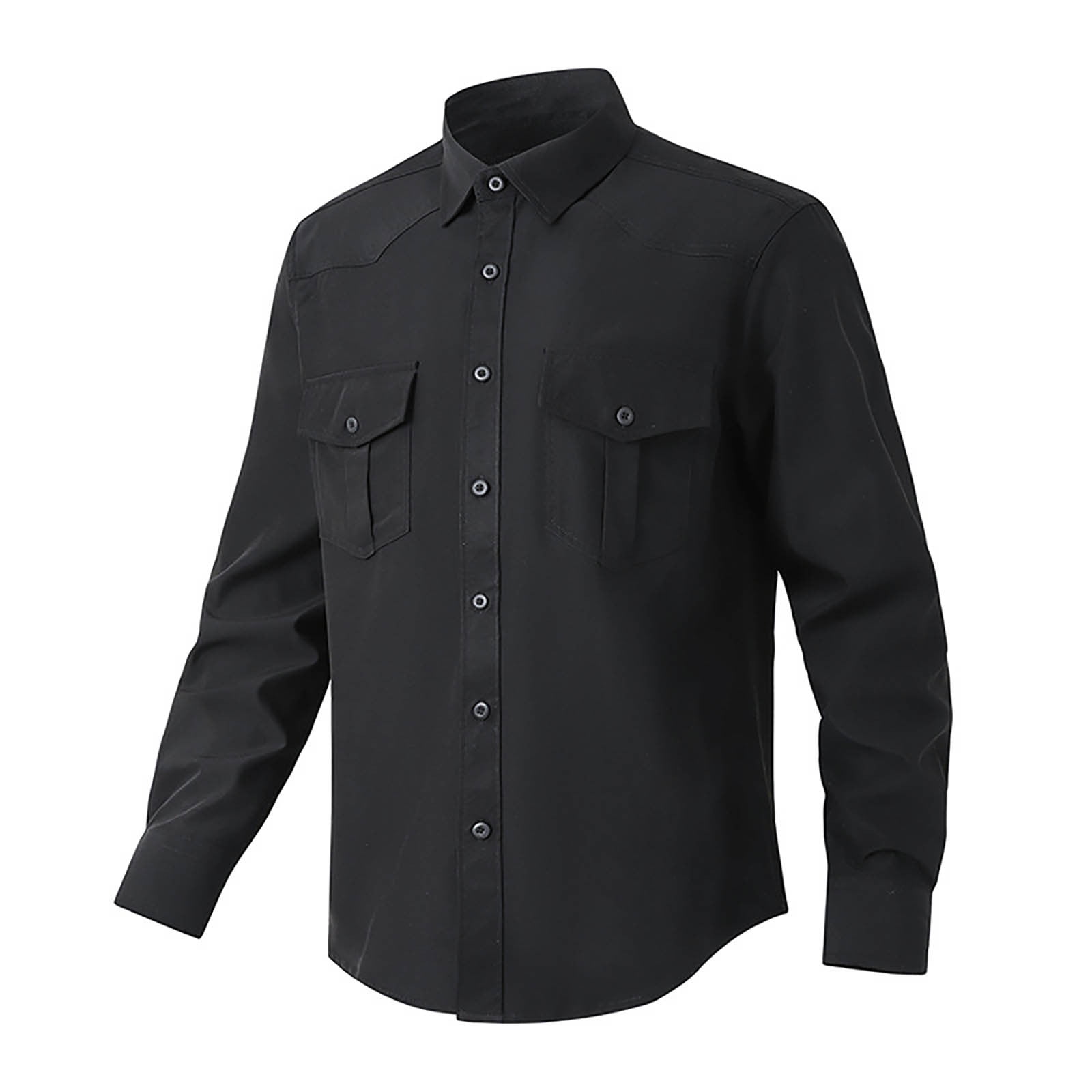 ZUKMRJPC Shirt for Men Long Sleeve Button Down Lapel Classic Solid