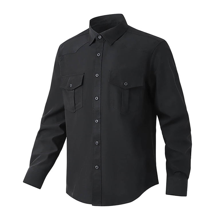 vokkrv Men's Casual Dress Shirts Long Sleeve Work Shirt Button Down Collar Cowboy Shirts Regular Fit Black XL vokkrv Men's Casual Dress Shirts Long Sleeve Work Shirt Button Down Collar Cowboy Shirts Regular Fit Black XL