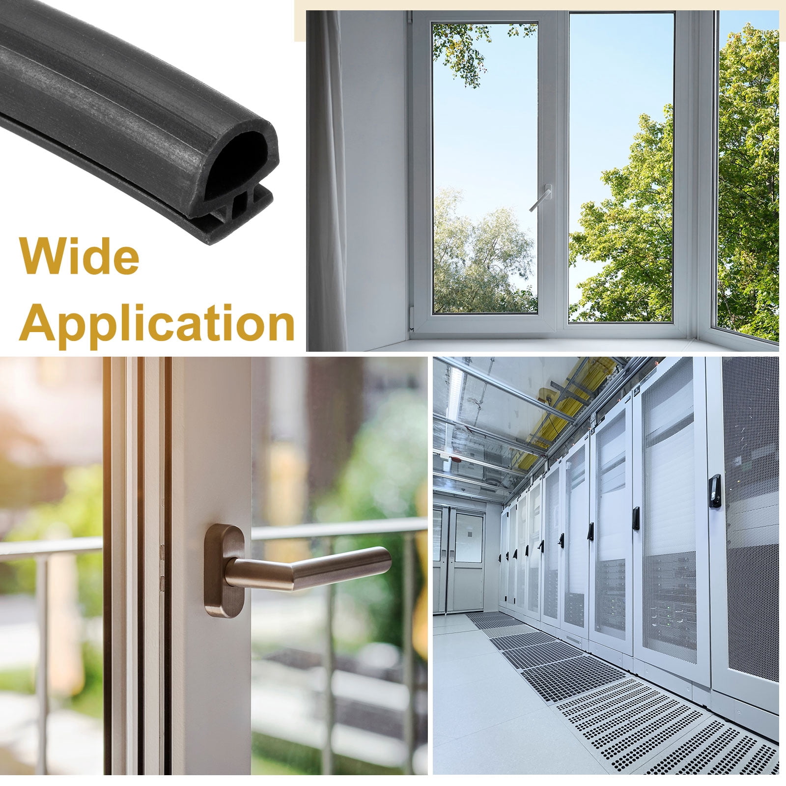 Window Weather Stripping Door Seal, 2 Pack 5/16" Wide Bulb Bubble TPE Weatherstrip Seal for 1/4" Slot (10 m/33 ft, Black)