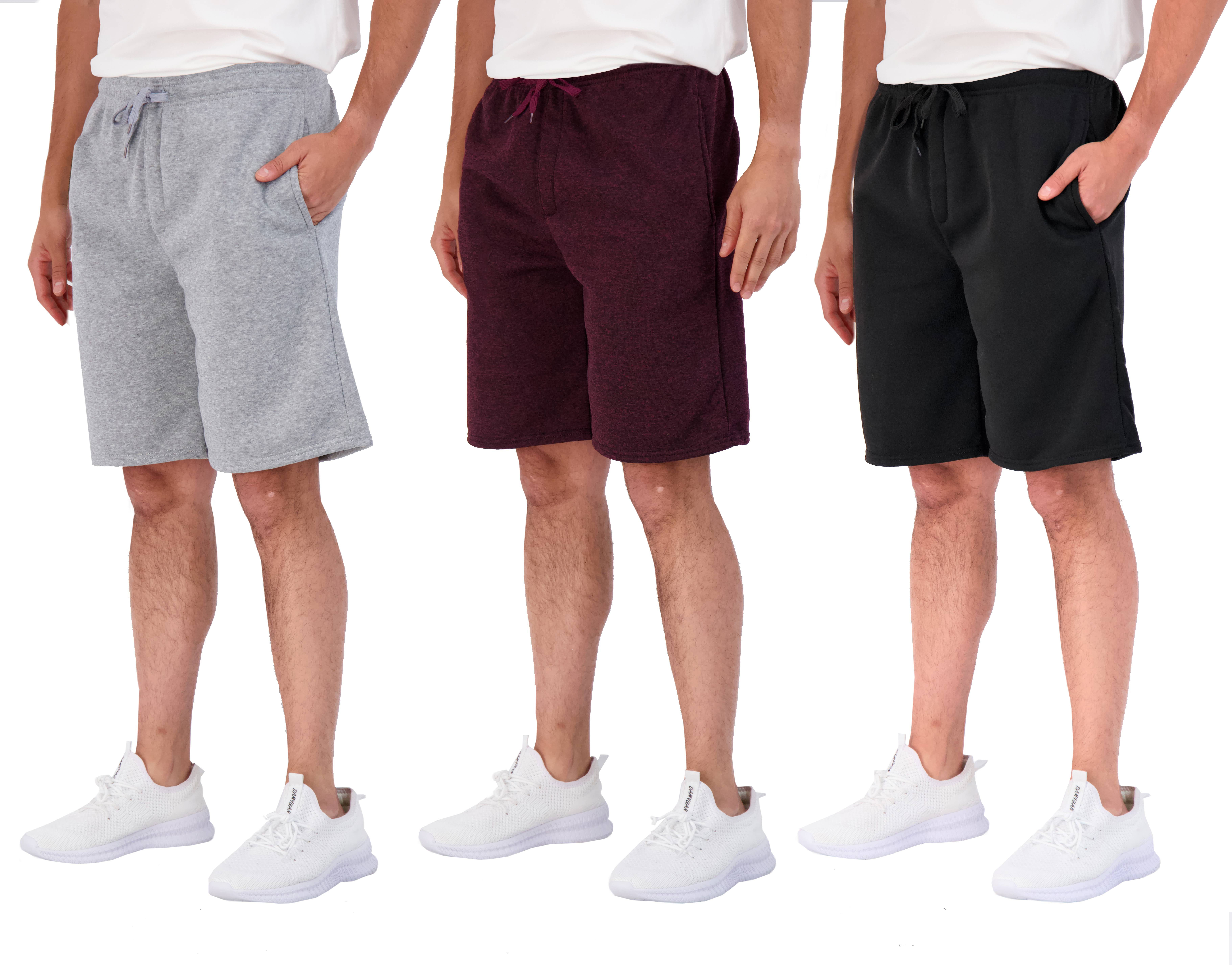 3 Pack Men's 9" Fleece Casual Lounge Shorts with Pockets Athletic