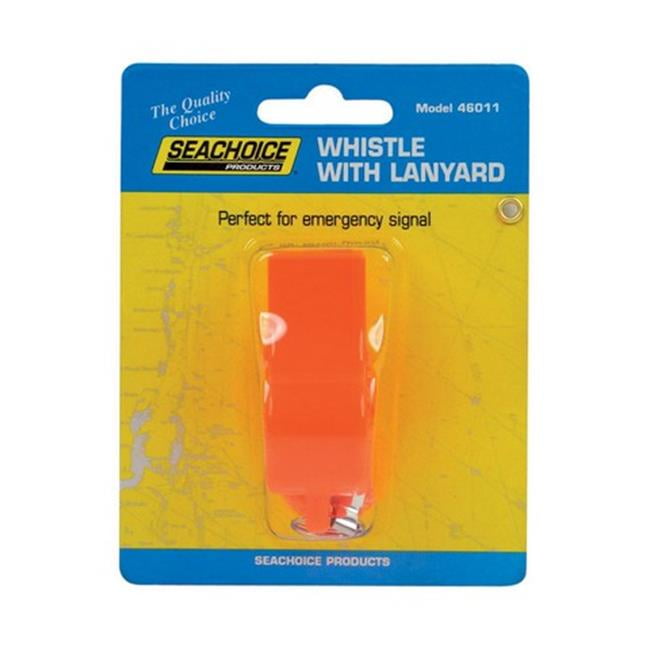Marine Boat Sports Orange Plastic Boat Safety Signal Whistle with Lanyard 46011