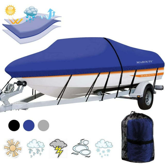 Boat Cover, 600D Waterproof Trailerable Marine Grade Polyster Canvas