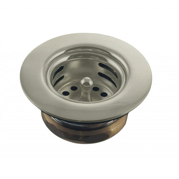 Westbrass D220-07 Midget Duo Bar and Laundry Sink Drain Assembly with Post Style Strainer Grid Cover, Satin Nickel