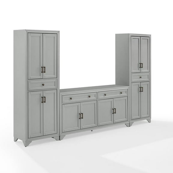 Crosley Furniture Tara 3-Piece Modern Farmhouse Sideboard Buffet Cabinet And Kitchen Storage Pantry Set